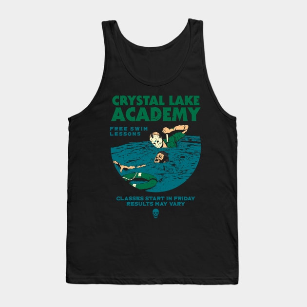 Crystal Lake's Free Swim Lessons Tank Top by designedbydeath